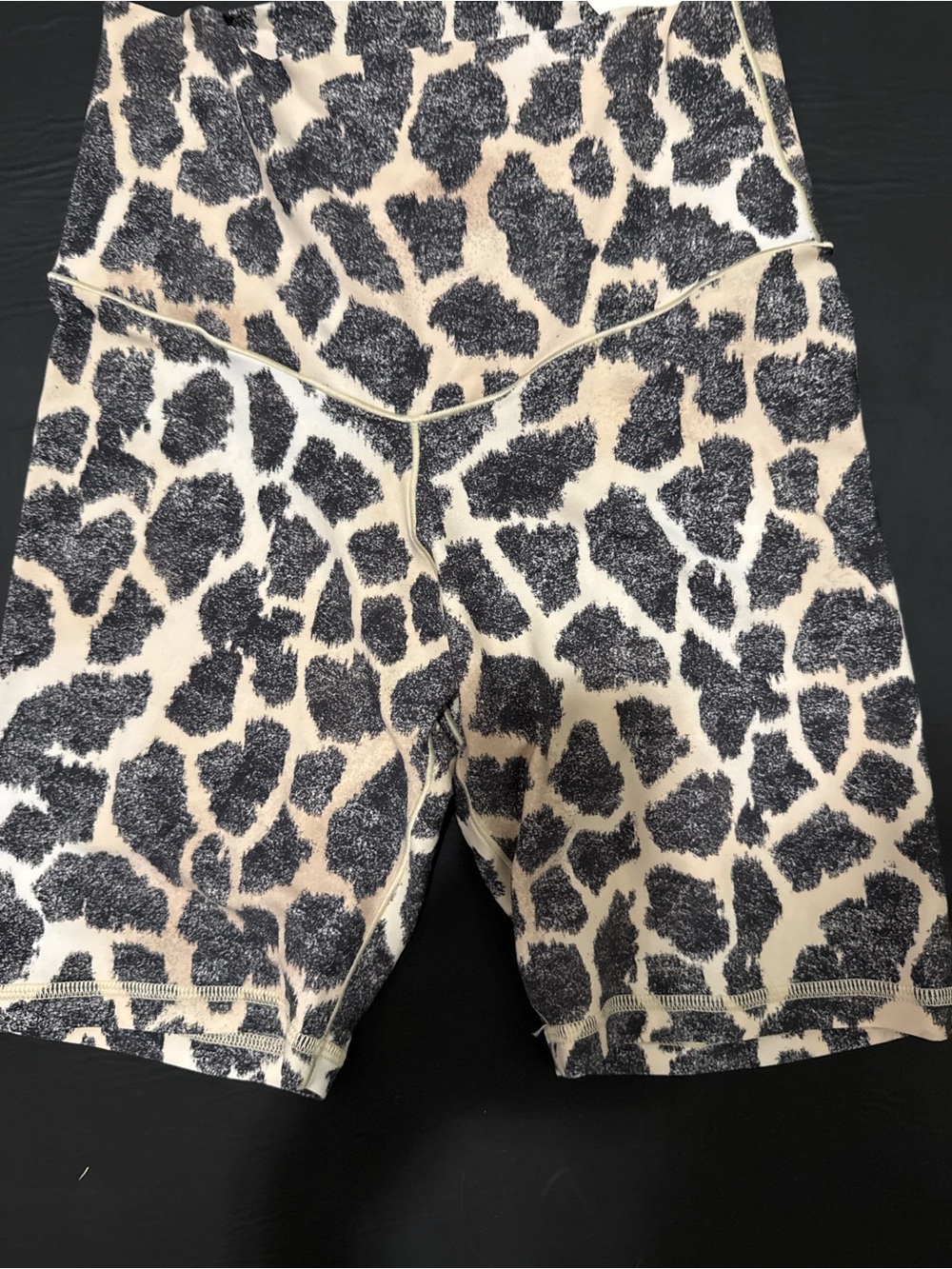 aerie High-Rise Leopard Print Bike Shorts in Black & Cream